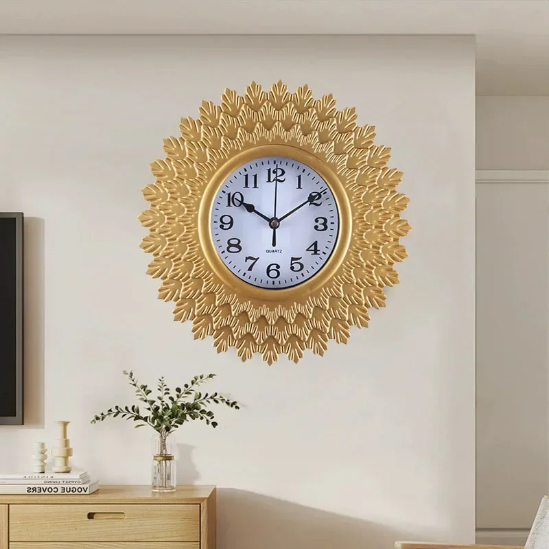 Large Wall Clock Gold Nordic Living Room Art Hanging Watch Circular Geometry Pointer Mute Wall Clock Home Decoration