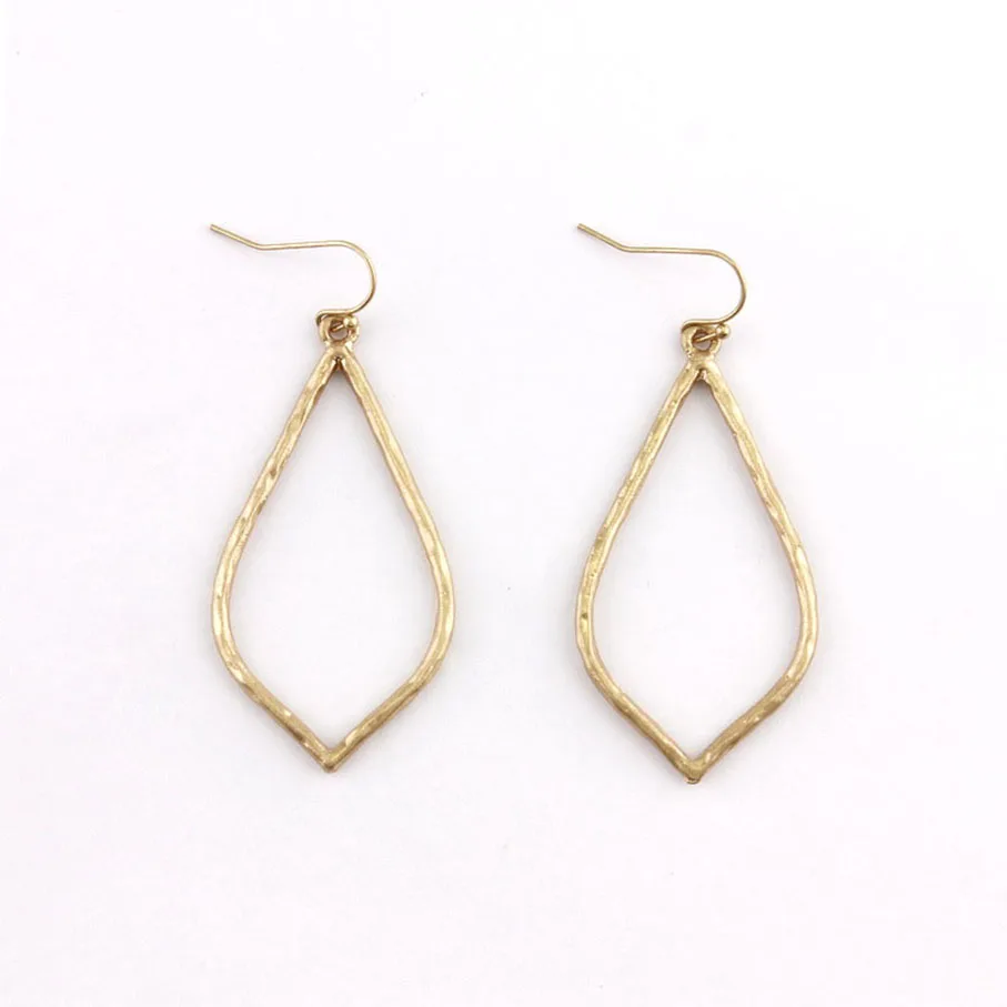 1 Pairs Hammered Teardrop Frame Dangle Drop Earrings for Women Fashion Jewelry Gift