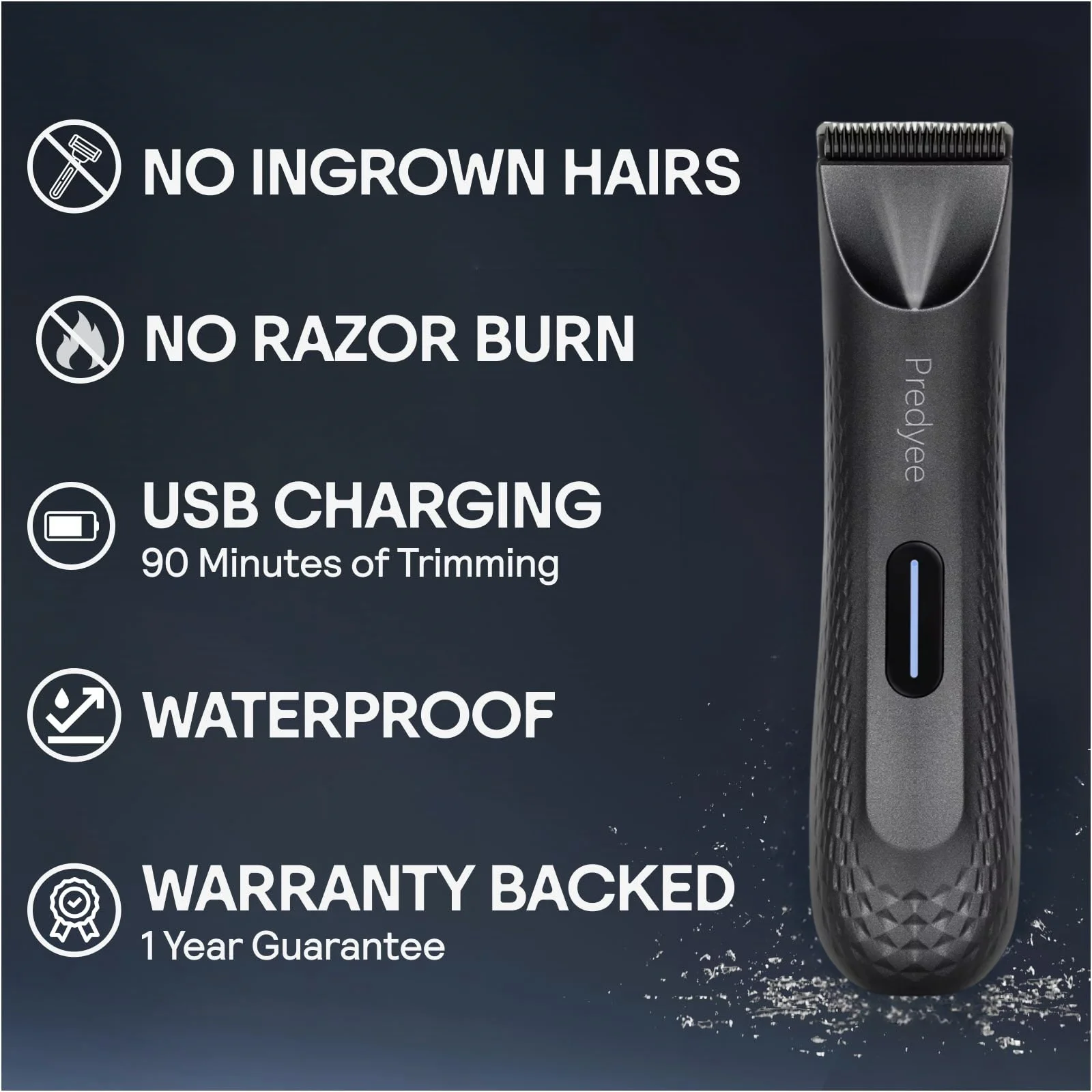 Electric Groin Hair Trimmer for Men,Body Groomer & Pubic Waterproof Hair Trimmer,Replaceable Ceramic Blade