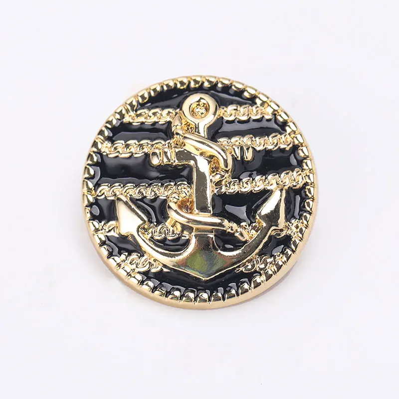 20/25mm Fashion Anchor Design Metal Clothing Buttons Gold&Black&Silver Sewing Buttons Sewing Accessories for Coat Garment Buckle