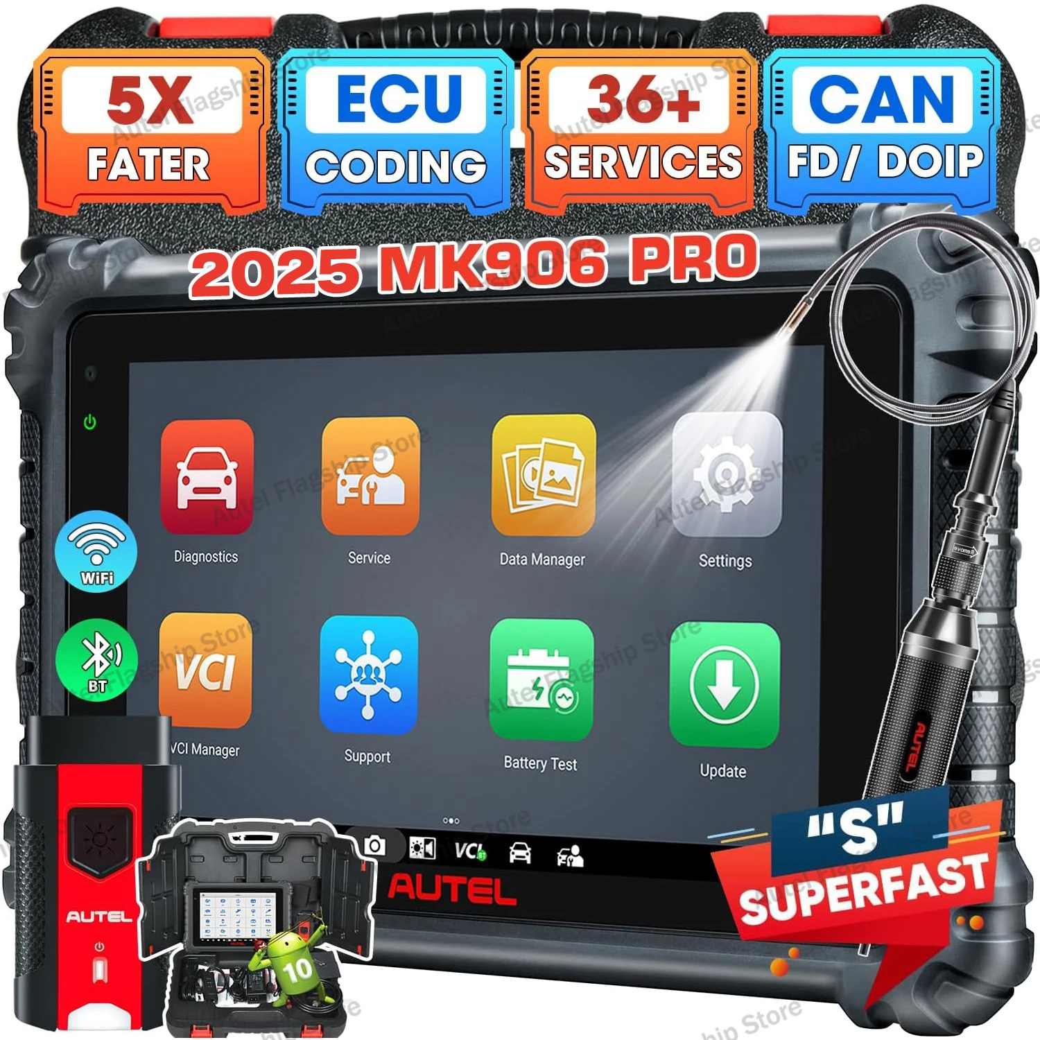 Autel MaxiCOM MK906 Pro Car Advanced ECU Coding,36+ Services,Level-Up Hardware,Bi-Directional Diagnostic Scan Tool PK MK906BT