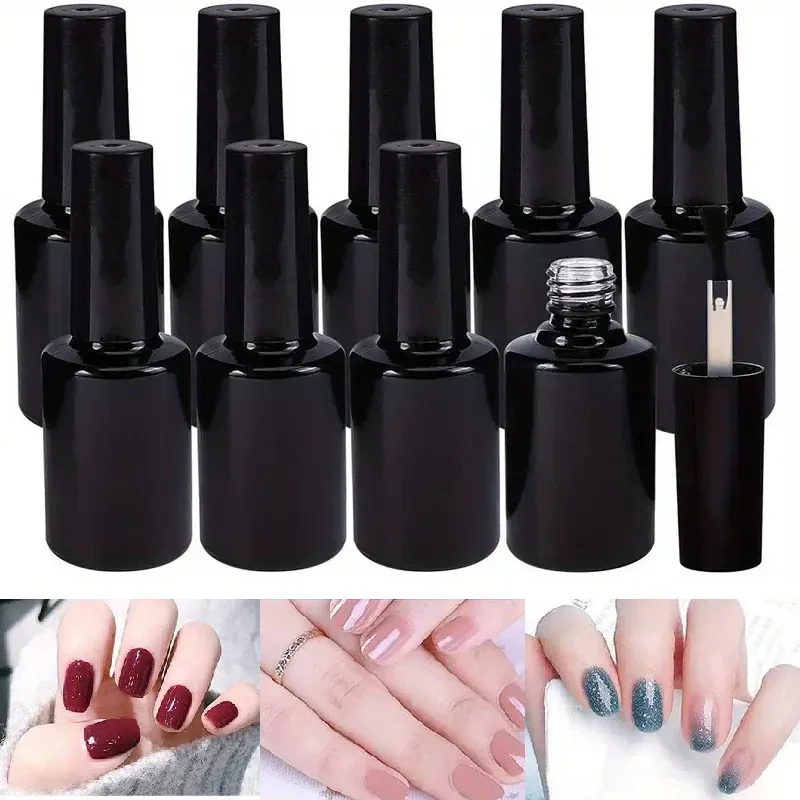 Empty Gel Nail Polish Bottles 15ml Bottle Shading Glass Bottle with Brush Cosmetic Fingernail Empty Container Nail Sample Bottle