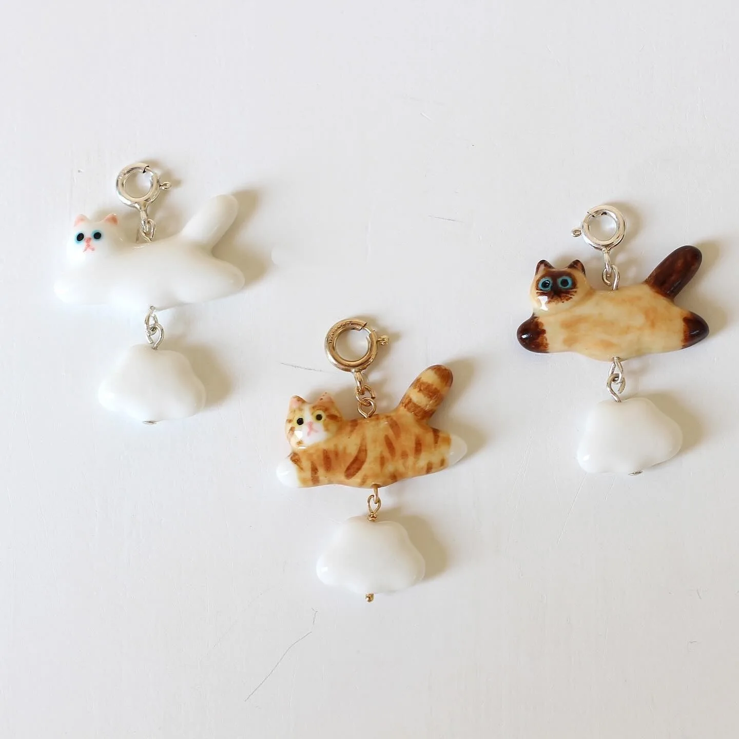 Animal World Pendant Necklace Accessories Rice Bead Basic Cat Cute Clavicle Chain Colored Dripping Copper