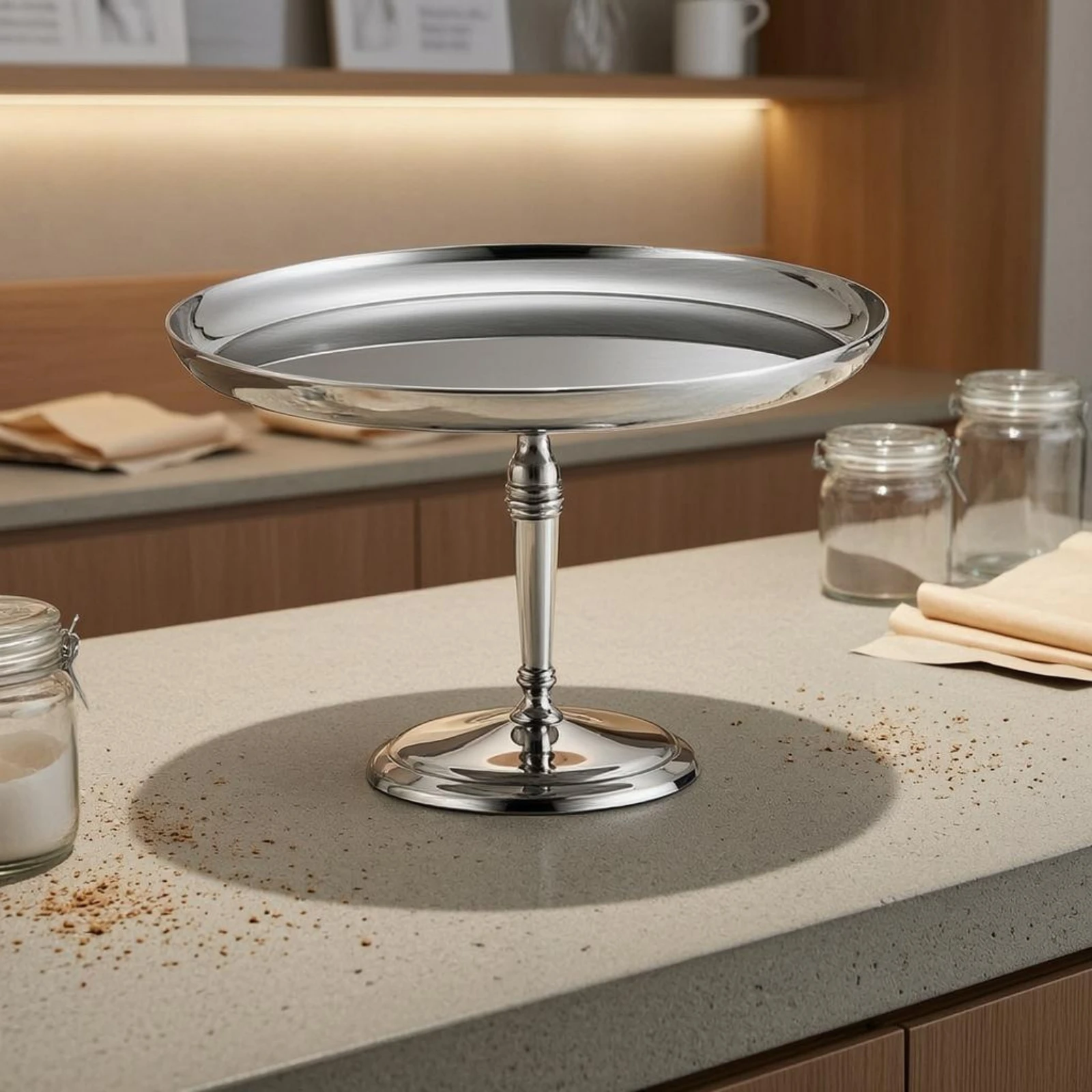 Stainless Steel Cake Stand Circular Base Dessert Pedestal Serveware Sturdy