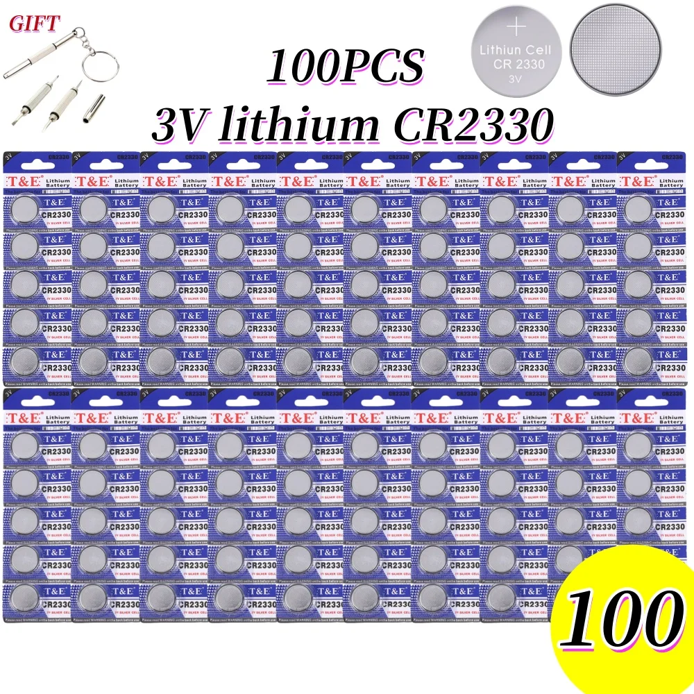 100PCS CR2330 Button Cell battery cr2330 BR2330 ECR2330 2330 Car Remote Control LED Flash 3V Lithium Battery Coin Batteries