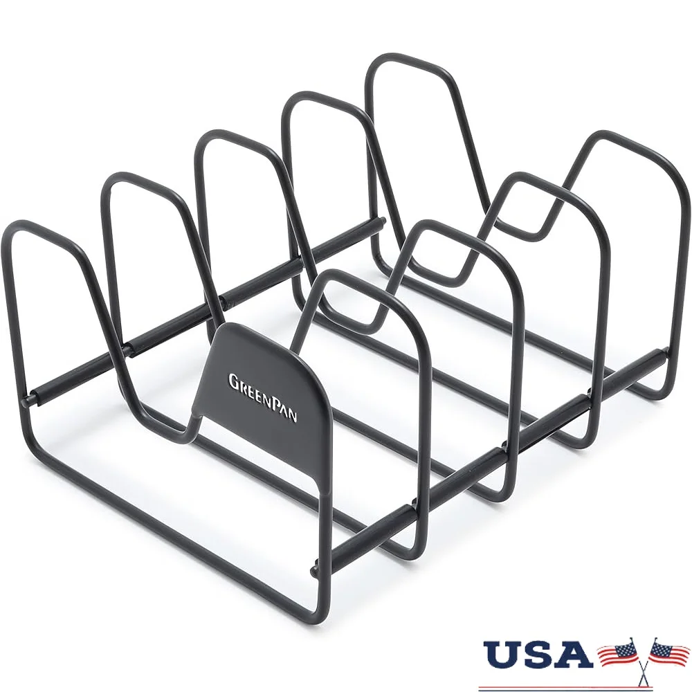 

Stainless Steel Lid Storage Rack Organizer Pots and Pans with Multiple Compartments Durable Easy Clean Space Saver Kitchen