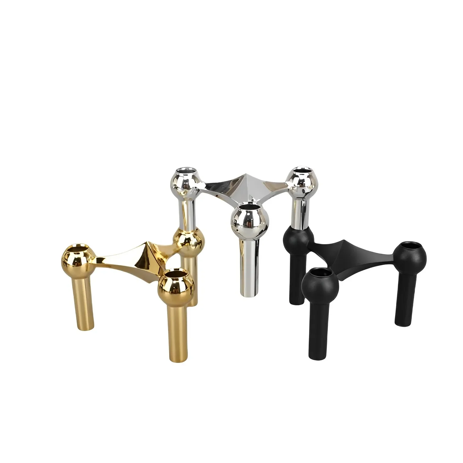 GIEMZA Vintage Candlestick Holders 10CM(3.9”) Small Stand for Stick Skinny Candelabra Set for 3 Candle Porta Velas