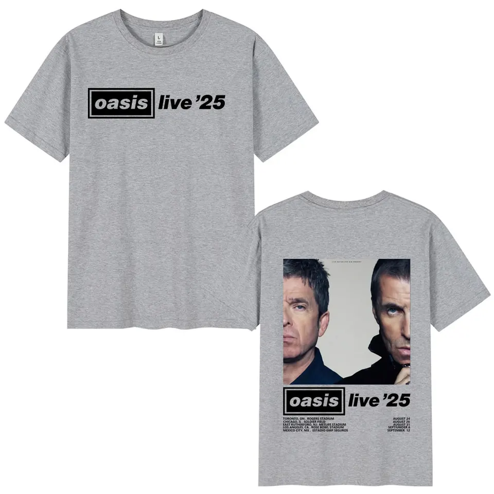 O-Oasis Live 25 Tour T-Shirts British Rock Band T-shirt Mens