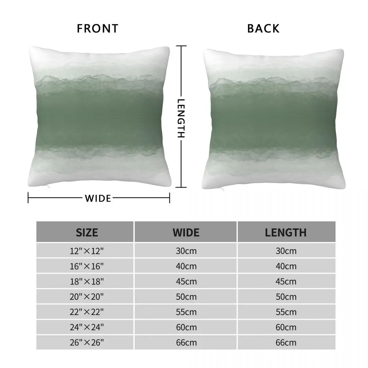 Abstract Ombre Sage Green White Square Pillowcase Polyester Linen Velvet Pattern Decorative Throw Pillow Case Car Cushion Cover