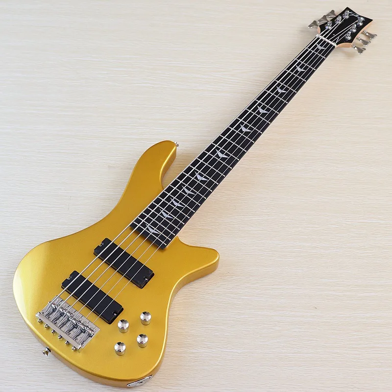

6-string electric bass 43 inch champagne gold bright photoelectric bass professional performance electric guitar