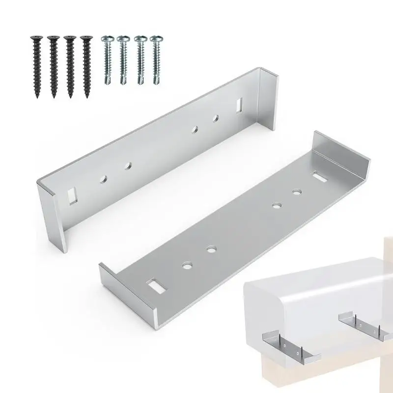 Placa de montaje para buzón de correo, de 2 piezas soporte resistente, suministros de montaje multifuncionales con 8 tornillos, cubierta plateada