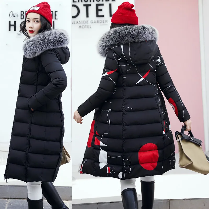 2024 Winter New Hooded Slim Cotton Parkas Women Fashion Mid-Length Down Jacket Ladies Casual Thickened Warm Zipper Padded Coats