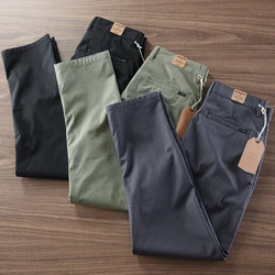 2024 Spring and Autumn New American Retro Heavyweight Chino Pants Without Dust Men's Simple Washed Casual Straight Trousers