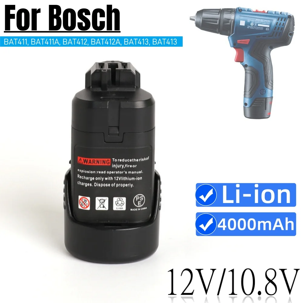 Литий-ионный аккумулятор емкостью 4000 мАч для Bosch 10,8 В BAT412A BAT414 BAT411 BAT412 D-70745 2607336014 BAT420 GSR 120-LI