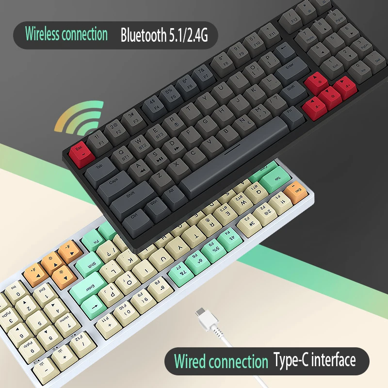 KF1800 Customized DIY Three-Mode Bluetooth 68 key Mechanical Keyboard Kit is Hot used Ror RGB Macro Driver plug of shaft seat