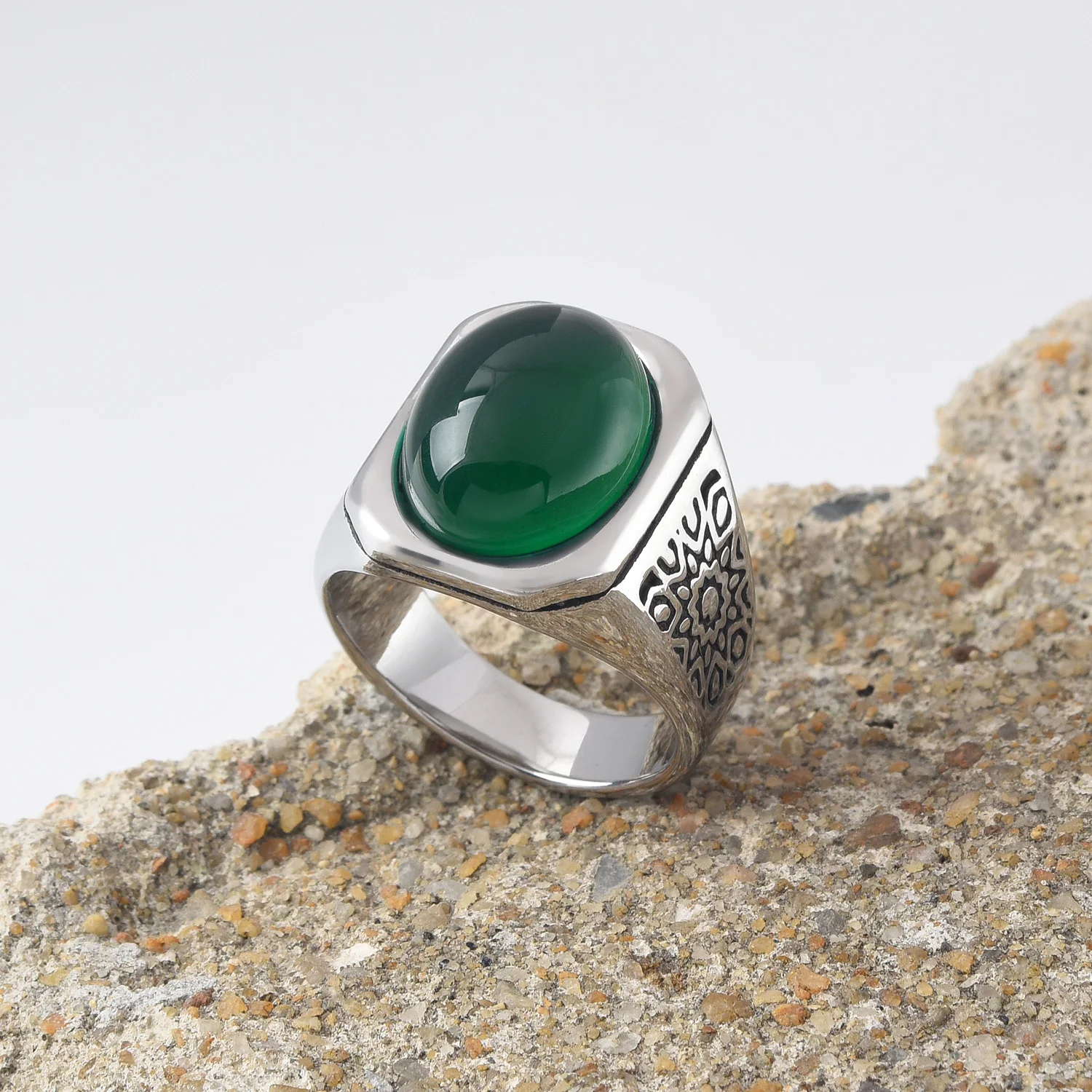 R3174 Men's/Women 316LStainless Steel  Onyx Gem Style Rings Classic Fashion Trend Titanium steel ring Jewelry - Image 6