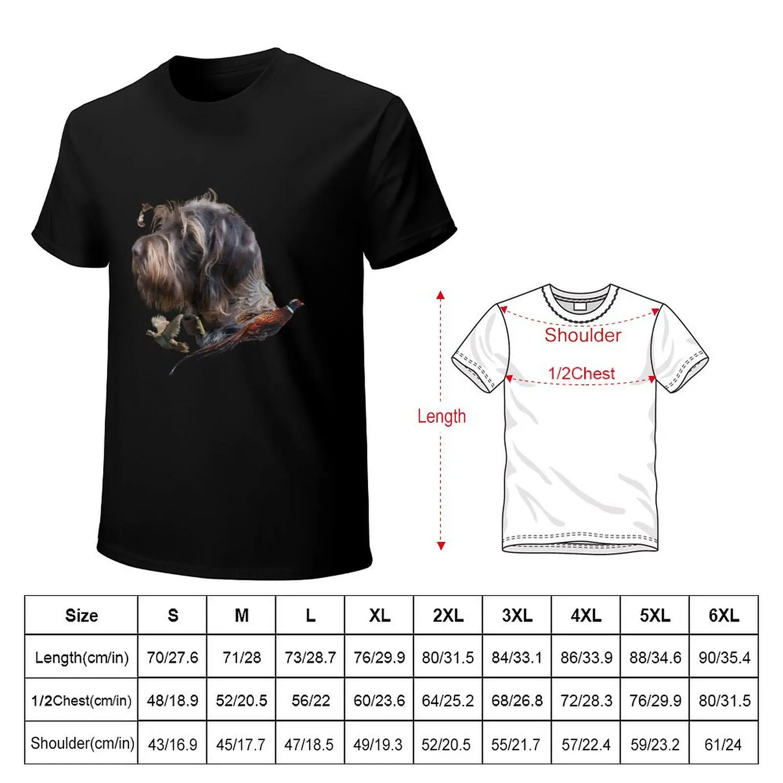 German Wirehaired Pointer, Hunting dog T-Shirt t shirts for man pack cotton T-Shirt