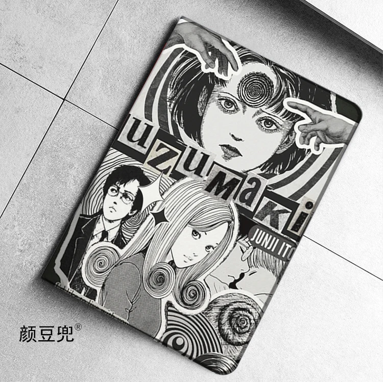 Junji Ito Anime  Fujiang Anime Samsung Galaxy Tab S7 FE 11 in 2021 S6 Case SM-T220/T225 Tri-fold stand Cover Galaxy Tab S6 Lite