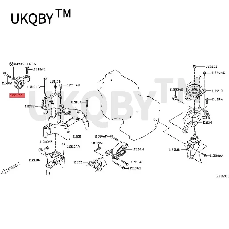 Car Assembly torque 2013-Nis sanL oul anT eana Engine control lever Engine torsion bar Engine foot rubber Gearbox foot rubber