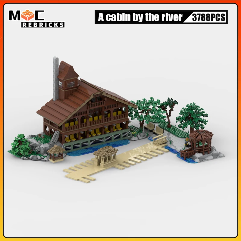 Moc Urban Street View Architektur eine Kabine am Fluss DIY Technologie Bausteine Modell setzt Kinder Ziegel Spielzeug Geschenk Anzeige