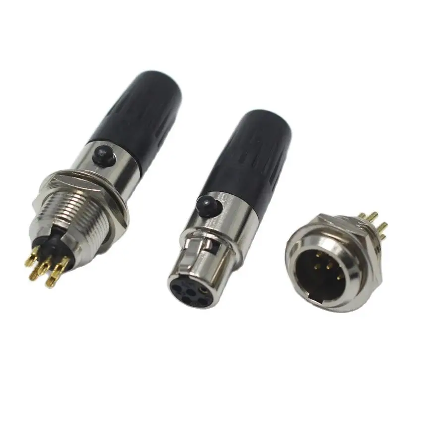 1pair Mini XLR 5 Pin Male jack + Female plug Small XLR 5P Audio Socket Microphone Connector MIC Adapter