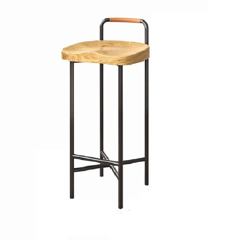 Minimalist Solid Wood Iron Bar Chairs, Commercial Household Bar Chairs, Modern High Stools