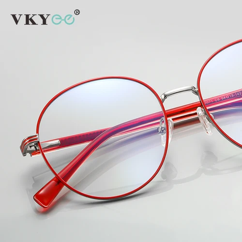 Imagen 2 del producto VKYEE, montura redonda de Metal, diseño Simple, gafas antiluz azul, gafas para mujer, gafas fotocromáticas graduadas personalizables PFD3071