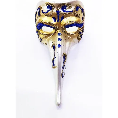 Blue Color Embroidered Ceramic Made of Venice Long Mask Magnet