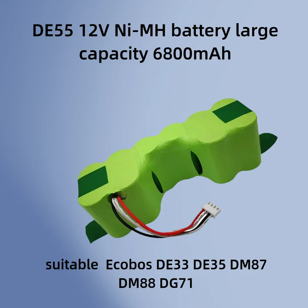 NEW DE55 12V Ni-MH battery large capacity 6800mAh sweeping robot battery accessories suitable  Ecobos DE33 DE35 DM87 DM88 DG710