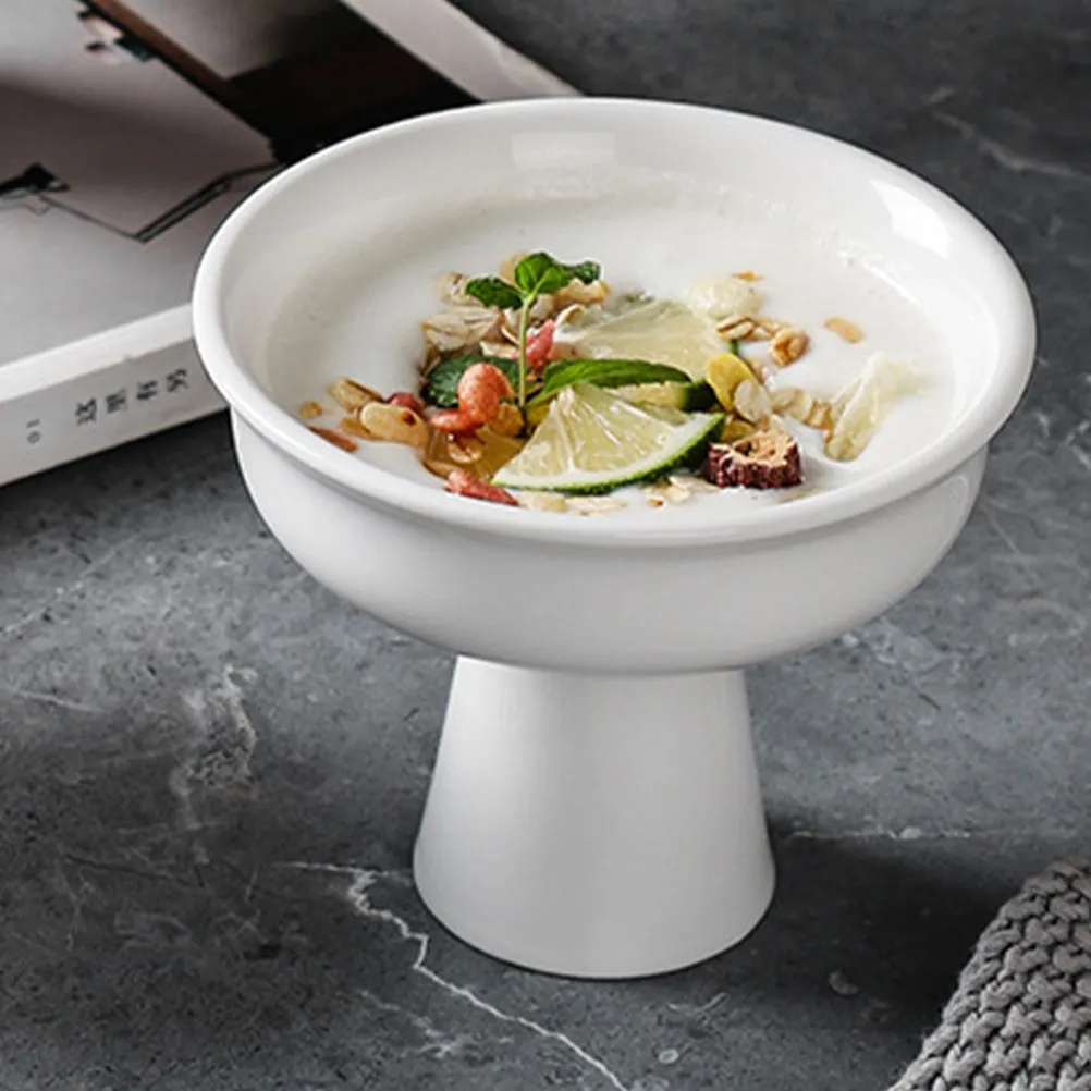 Decorative Dessert Cup High Base Ceramic Ice Cream Cup Multi-Use Yogurt Pudding Fruit Salad Bowl Exquisite Serving Bowl