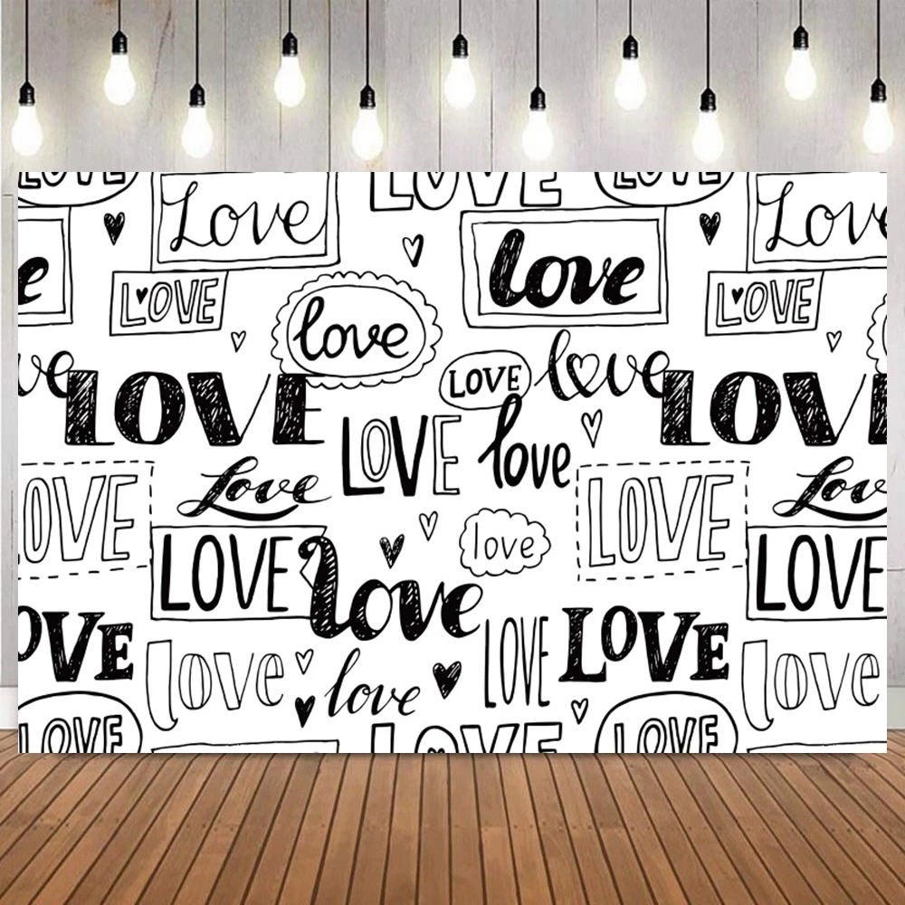 Valentine's Day Graffiti Style Photo Backdrop Love Lips XOXO Pattern Romantic Party Wedding Photography Background Shoot Props