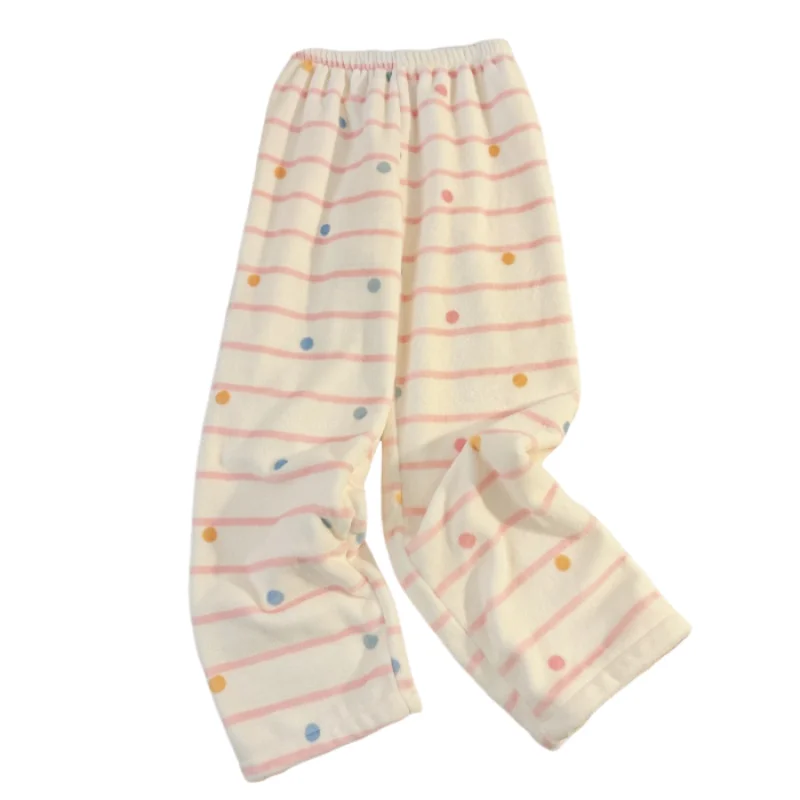 فتاة المرجان الصوف بنطلون بيجاما الخريف والشتاء لطيف رشاقته فضفاض طالب الدفء الحد الأدنى موضة المنزل السراويل الدوبامين الساخن