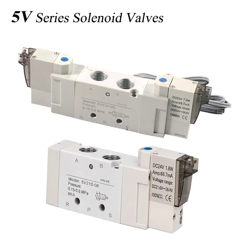 5V Pneumatic Solenoid Valve 5V110-06 DC12V DC24V Air Control Valve 5V210-08/5V220-08/5V230-08 AC220V Directional Control Valves