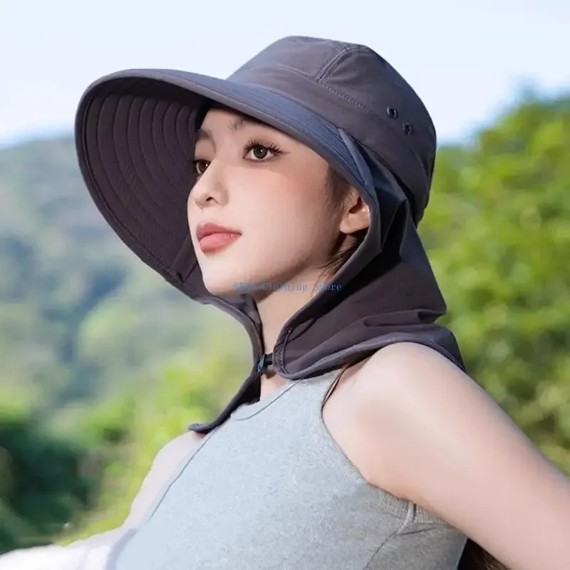 

N0PE Breathable Sun Hat for Women Neck Cover Hat with Neck Flap Wide Brimmed Hat Adjustable Fashionable Sports Hat