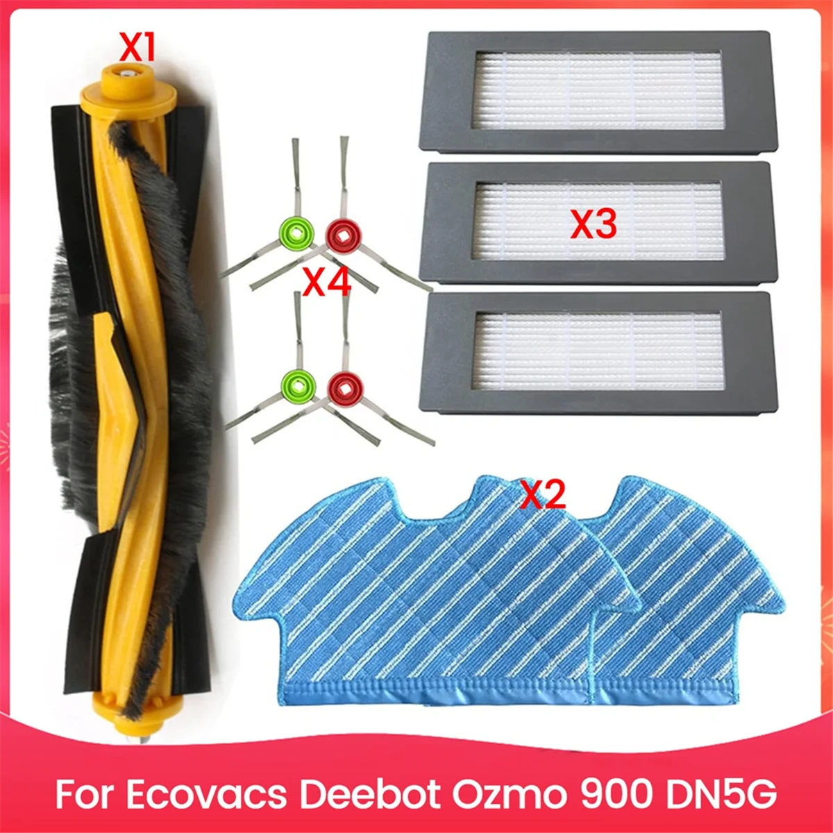 لمرشحات Ecovacs Deebot Ozmo 900 DN5G، فرش جانبية، فرشاة دوارة، ملحقات المكنسة الكهربائية