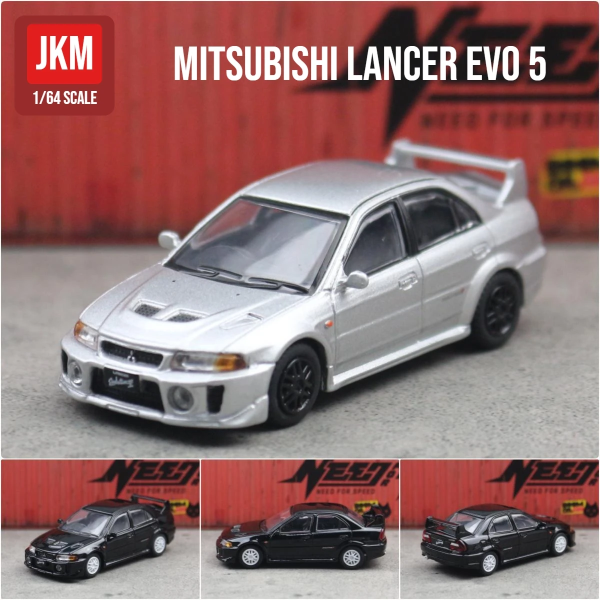 1:64 Mitsubishi Lancer Evolution V EVO 5 Toy Car 1/64 JKM Diecast Metal Super Sport Vehicle Model Miniature Collection Gift