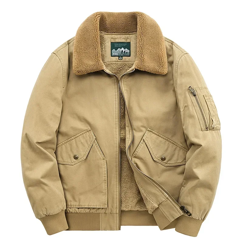 New Men's Male Clothes Coats Tops Fashion Turn-down Collar Long Sleeve Casual Trendy Simple Basic Loose Zipper Quilted Jackets