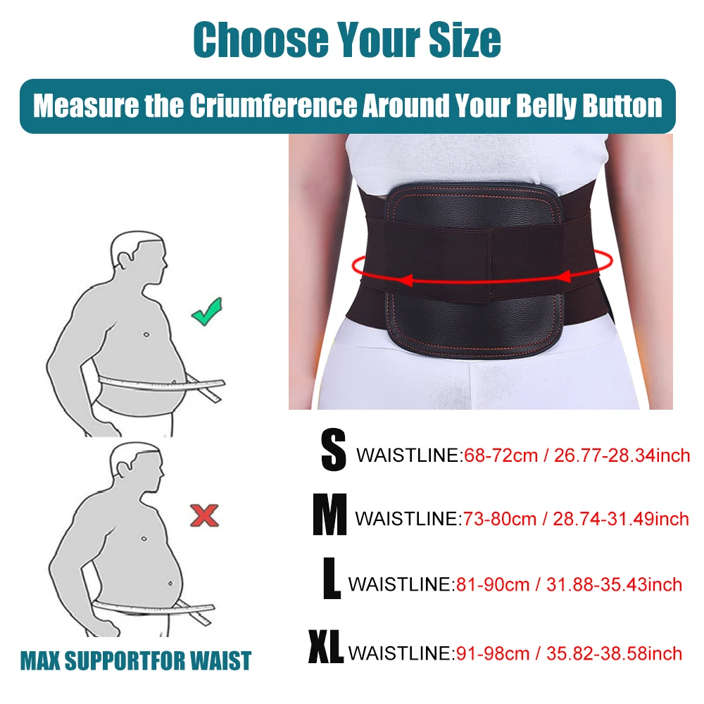 腰痛緩和用の革腰部サポートベルト,整形外科用ショルダーストラップ,調節可能なウエストバンド,アロイまたは切断ディスク