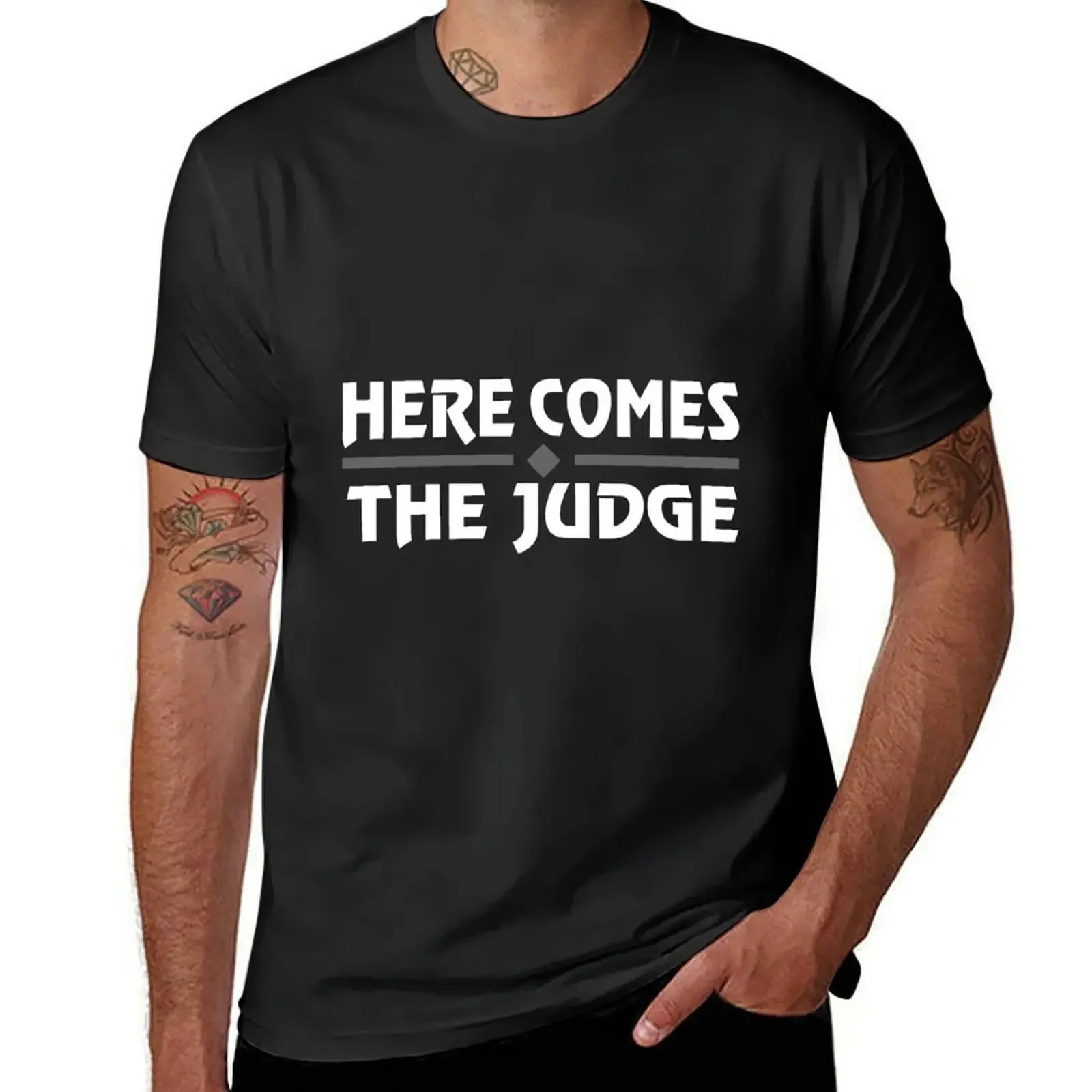 Mens Here Comes The Judge T-Shirt new edition graphics fitted t shirts for men