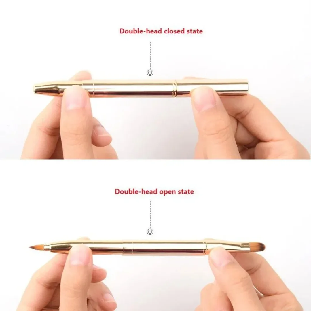 قابل للسحب ماكياج الشفاه فرشاة المحمولة مزدوجة الرأس فرشاة أحمر الشفاه الاستخدام المزدوج فرشاة ملمع الشفاه قضيب عينيه فرشاة الجمال أداة #5