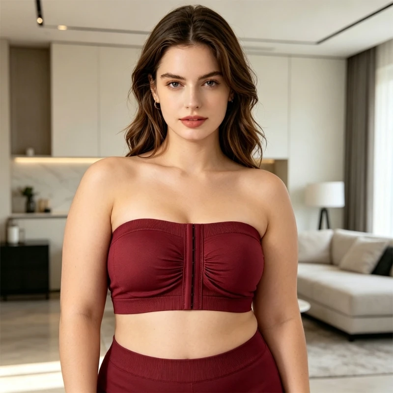 X4YC Womens Full Coverage Wireless Bra Smooth Front Closure Push Up Bandeau Bralette