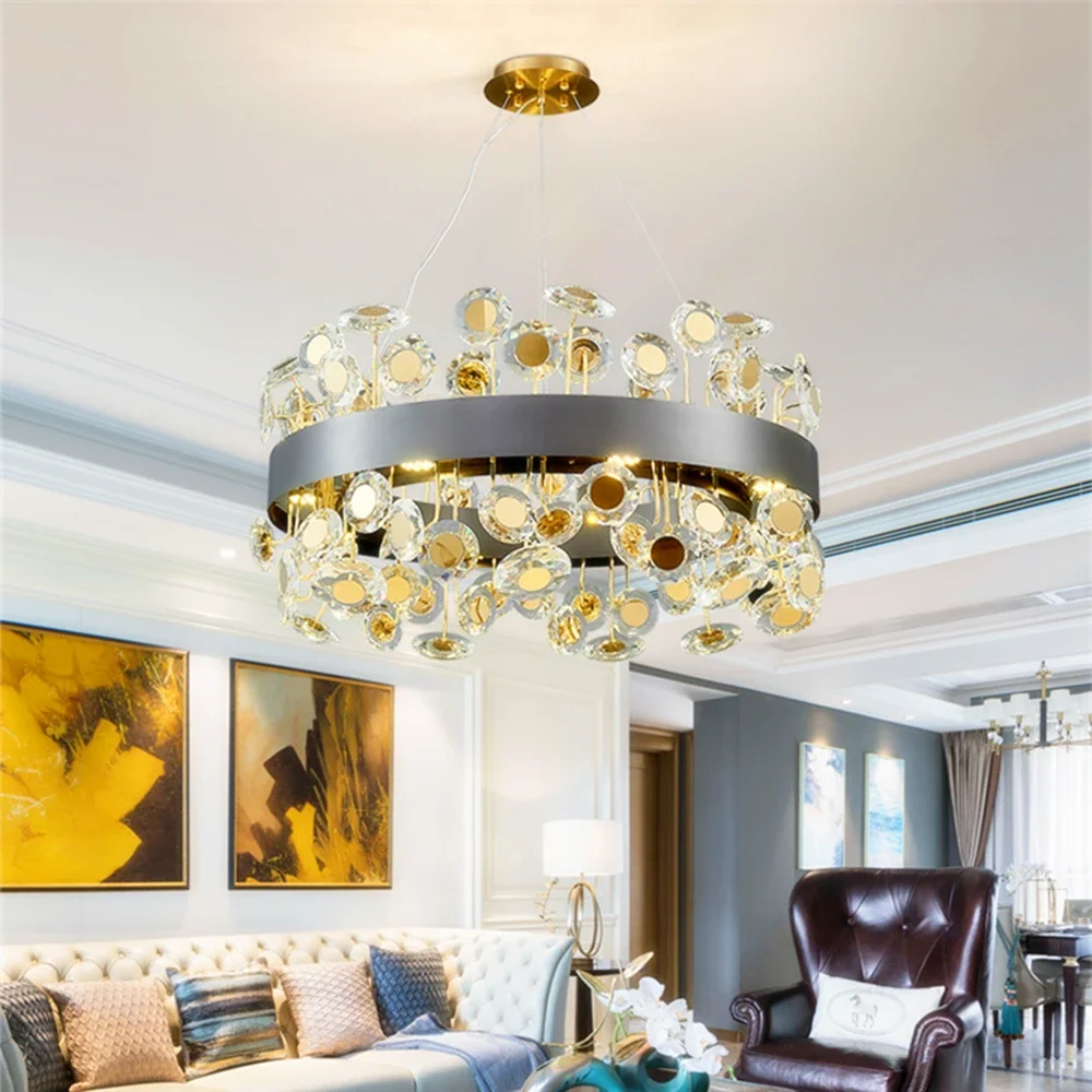 Modern Chandeliers For Living Room Luxury Crystal Pendant Light Kitchen Island Hanging Lamp Indoor Lighting Decor Lustre Fixture
