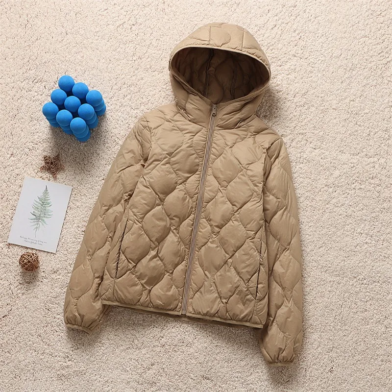 2024 Spring Winter Women Hooded Fashion Short Ultra Light Weight Down Jacket Korean Hooded Female Casual Puffer Coats