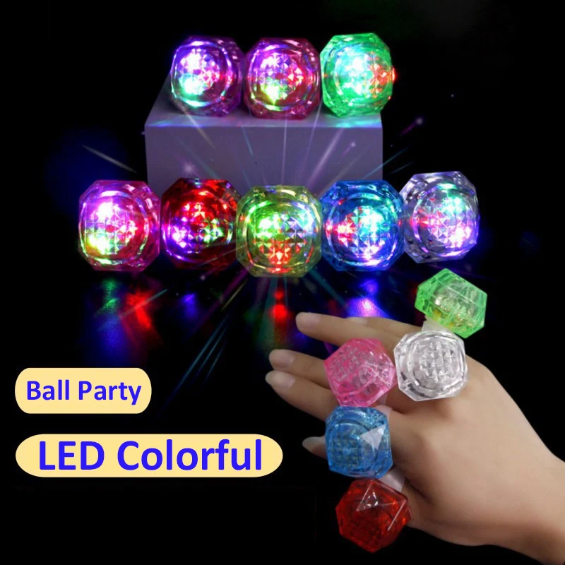 3/6/10pcs Night Glow Ring Colored LED luminous ring Festive birthday party atmosphere props Concert luminous props