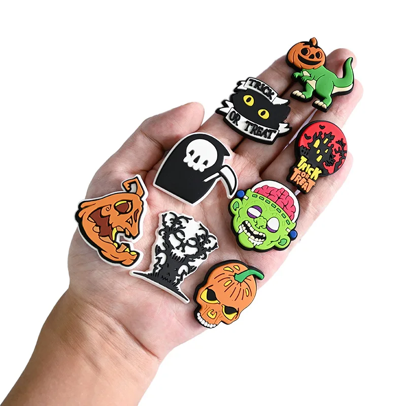 Halloween 2pcs skull shoe buckle charms accessories decorations for sandals sneaker clog wristbands bracelet for party