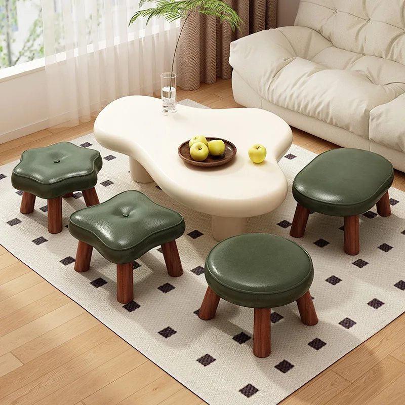 Sturdy Wooden Stool for Home Living Room Creative Kids Ottoman Durable Footrest Shoe Bench