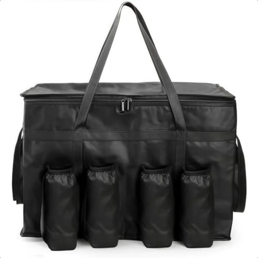 Bolsa isolada para entrega de alimentos, 2 pacotes com 4 porta-copos, 22x13x15 espaços, aquecedor, maleta, refrigerador, porta-bebidas com parte superior com zíper