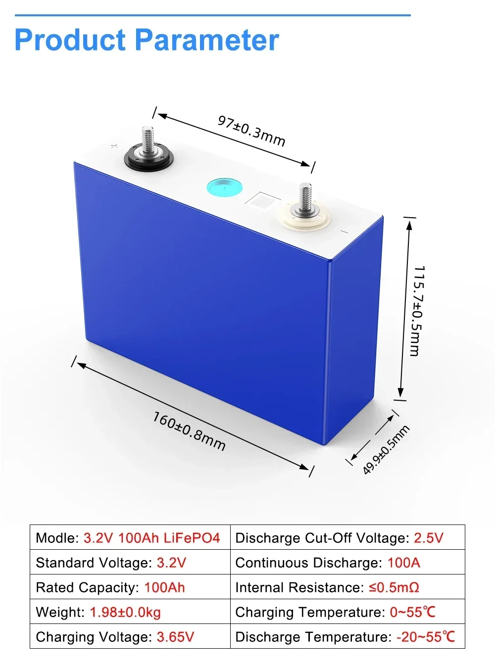 Grade A 3.2V 100AH Lithium phosphate battery 100000mAh Batteries Pack DIY 12V 24V Lifepo4 Cell for Solar Energy Storage System