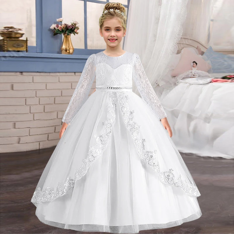 Girls\' Long sleeved Princess Dress 4-12 Years Old Sequin Embroidered Bunny Dress Banquet Gorgeous High end Evening Dress