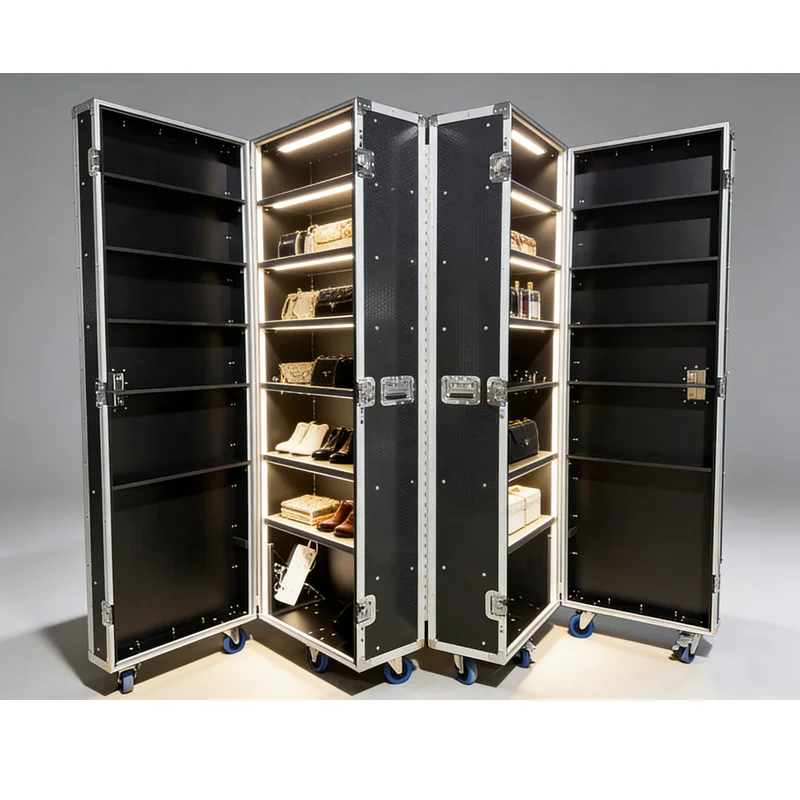 Retail Display Cabinet Flight Case With LED Light